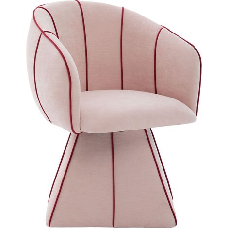 Poltrona girevole in ciniglia rosa con schienale alto ergonomico 56x54x74,5 cm MODENUIT (1/5)