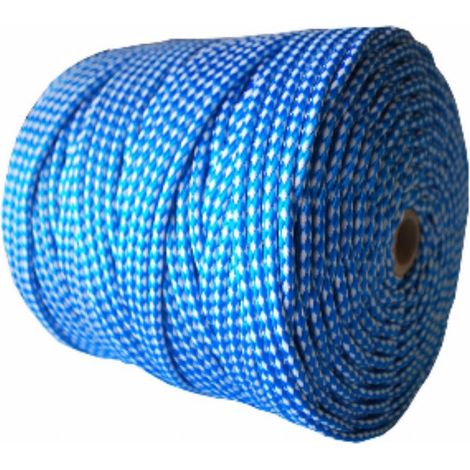 FPLUS cuerda poliplastico 5 mm. azul x200 mts. , COMPOSICIÓN.Trenzado exterior 50% multifi lamentos polipropileno, 50% multifi lamentos polietileno. Alma interior polipropileno 100