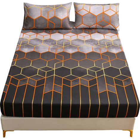 Lenzuolo con Angoli in Microfibra Geometrico Marrone 90 x 200 cm (1/4)