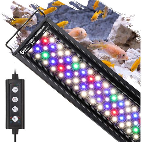 Aquarium Eclairage, aquarium Eclairage LED, Mode 24/7 pour Lever de Soleil-jour-lumière, Minuterie Réglable, Luminosité Réglable, avec Support Coulissant, 7 Couleurs (18W) (1/5)
