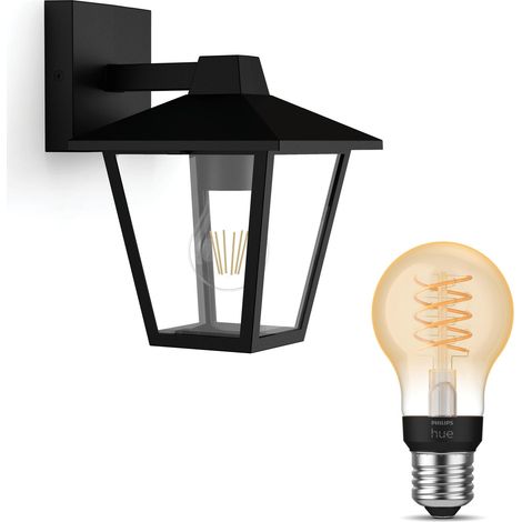 Philips Hue Kinno Aplique da parete da esterno Down E27 (Nero) Luce Bianco calda - White Filament (1/5)