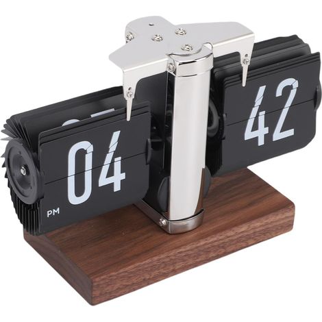 Flip Desk Clock, Battery Operated Retro (Black) (1/5)