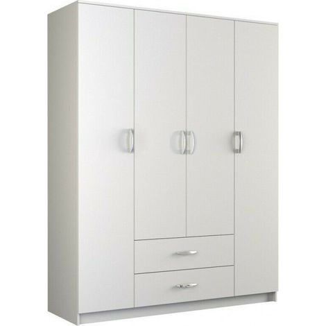 Kleiderschrank Garderobe Mehrzweckschrank Weiss 205 x 160 x 52 cm (1/3)
