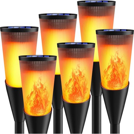Lumières Flamme Solaire Exterieure, 6 Pièces 12 LED Lampe Solaire Flamme IP65 Étanche, 2 Modes Lampe Torche Solaire avec Flammes Réalistes pour Décor, Jardin, Patio, Chemins, Pelouse (1/5)