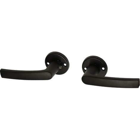 Poignée de porte noire sur rosace modèle rond - Par set