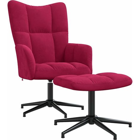 Maison Exclusive - Relaxsessel mit Hocker Weinrot Samt (1/5)