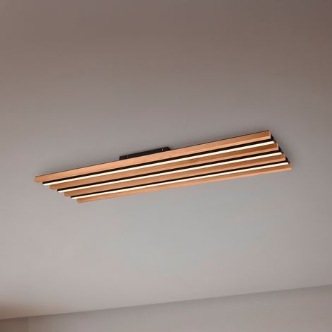 [NEUWERTIG] Trio Lighting Led Deckenlampe Deckenleuchte Fontana 114x30cm Holz Schwarz B-Ware (1/2)