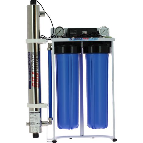 Stérilisateur UV Big Blue 12GPM – Élimination bactéries 99,9% – Acier inoxydable – Signal sonore et compteur horaire – Aqua Pro (1/5)