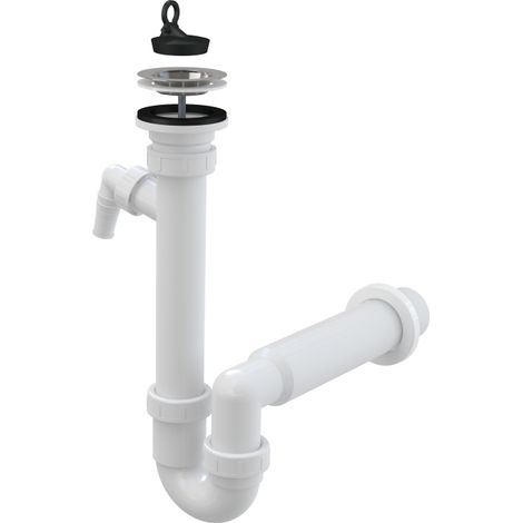 Sifone per lavello con raccordo, filtro in acciaio inox DN70 (1/3)