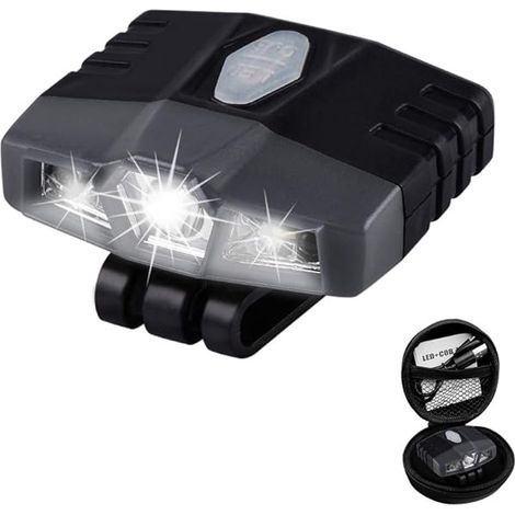 Lampe LED Clip sur Casquette - 100 Lm Rechargeable Étanche - Lampe Frontale Portative pour Course Pêche Camping Travail Manuel - 6 Modes - 1 Pièce (1/3)