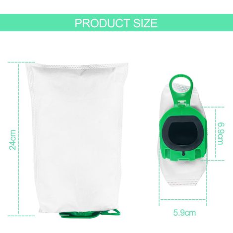 Lot de 10 Sac Aspirateur Compatible avec Vorwerk Kobold VB100 FP100, Sacs de Rechange pour Aspirateurs, Sacs à Poussière de Rechange, Sacs d'Aspirateur pour Vorwerk Kobold Aspirateur (1/5)