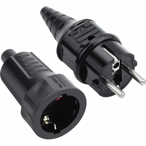 Rubber Plug Set (Male/Female), 250V, 16A, IP44, Black (1/5)