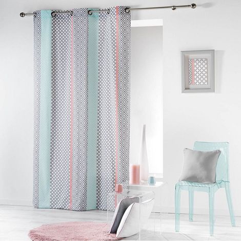 Rideau à oeillets - Baltic - 140 x 240 cm - Coton - Rose et menthe - Livraison gratuite (1/2)