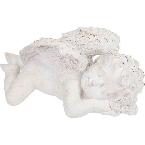 Figura decoración ángel de resina blanco 34x19x15.5h cm