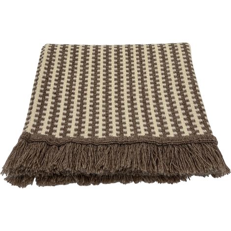 Tapis en laine et coton à motif rayé graphique Naturel 80x140 cm (1/3)