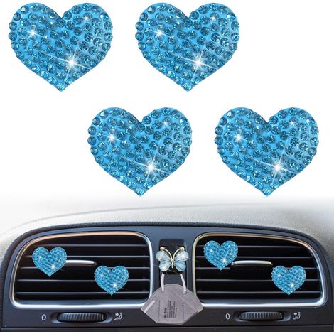 Lot de 5 clips de fixation pour grille d'aération de voiture (strass bleu), clips de fixation pour grille d'aération de voiture, clips de fixation pour grille d'aération de voiture (ceinture) (1/2)