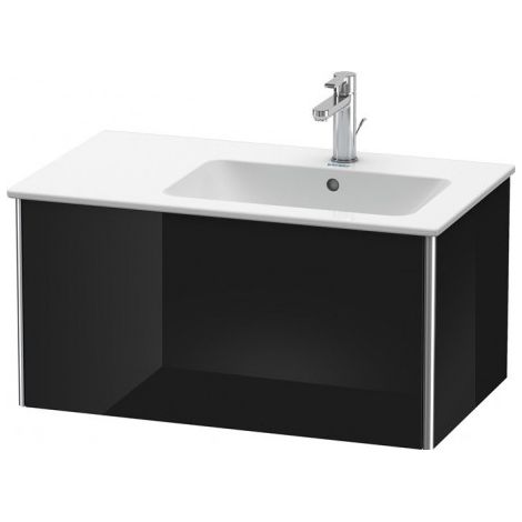 Duravit XSquare Vanity, meuble sous-lavabo mural 81,0 x 47,8 cm, 1 tiroir, pour lavabo ME by Starck 233683, 234583, 234683, Couleur (avant/corps): Laque noire brillante - XS407204040