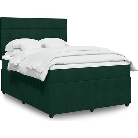 Boxspringbett mit Matratze Dunkelgrün 160x200 cm Samt