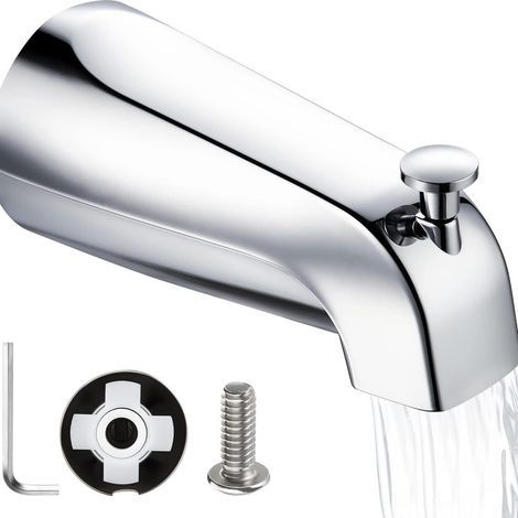 Bec de baignoire chromé avec filtre et inverseur à tirette — Accessoire de robinetterie universel (1/4)