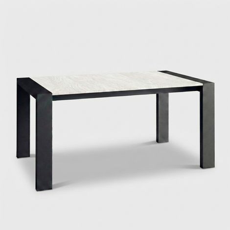 Tavolo allungabile da pranzo 12 persone gambe nere 160/250x90 Pesaro - Frassino