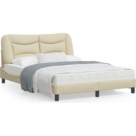 Cadre de lit avec tête de lit Crème 140x190 Tissu (1/5)
