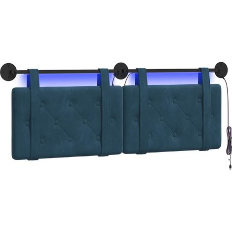 Maison Exclusive - Hängendes Kopfteil Mit LED Licht Blau Samt (1/5)
