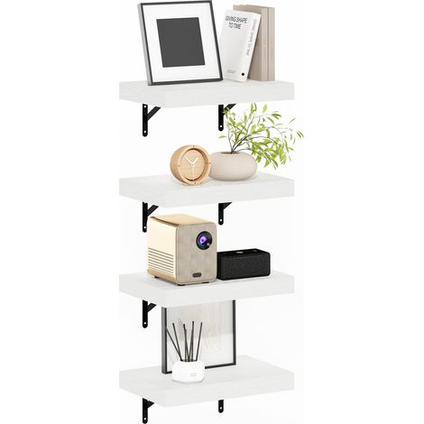 Ensemble De 4 Étagères Murales Flottantes, Étagère Murale De 38 Cm (15 Pouces), Idéale pour La Salle De Bain, Le Bureau Ou Le Salon, Finition Blanche Texturée. (1/5)