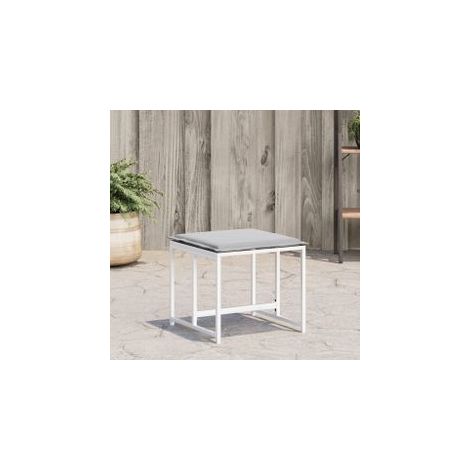 Tabourets de jardin avec coussins 4pcs blanc acier et textilène (1/5)