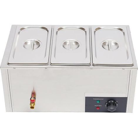 Scaldavivande in acciaio inossidabile scaldavivande 3 pentole scaldavivande scaldavivande scaldavivande 3  7L per bagnomaria, 3 GN 1/3 contenitore con coperchio
