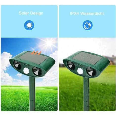 2Pc Nouvelle Répulsif Chat Ultrason Solaire Repulsif Exterieur Ultrason Chat pour Repousser Animaux Nuisibles Protecteur de Jardin (1/3)