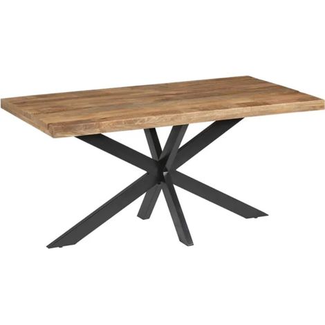 Table à manger 180 cm bois massif pied central noir étoile NOCTILIA (1/5)
