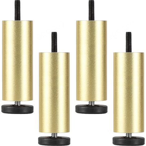 4 Stück Möbelfüße Verstellbare Tischbeine Aluminiumlegierung Möbelbeine für Bett Sofa Schrank Gold - 15cm (1/4)