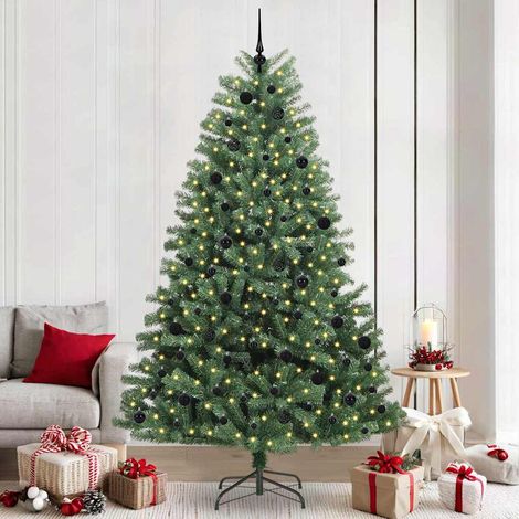 Künstlicher klappbarer Weihnachtsbaum mit 300 LEDs Grün 240 cm (1/5)