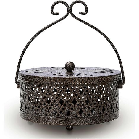 Porte-spirale anti-moustiques, brûleur d'encens portable rétro pour la maison et le camping (marron) (1/4)