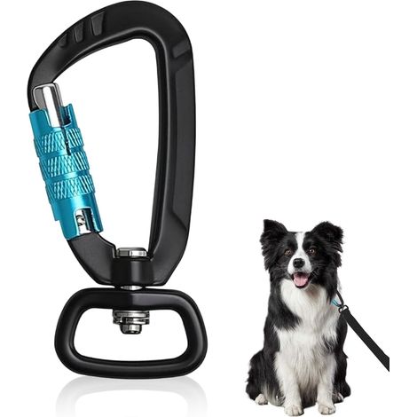 Mousqueton pivotant à 360 degrés - Mousqueton avec articulation pivotante - En aluminium - Laisse pour chien - Mousqueton de sécurité - Capacité de charge maximale de 400 kg - Pour laisse de chien (1/5)