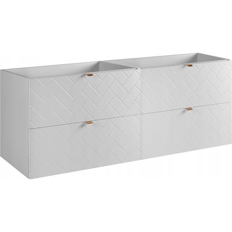 Meuble de Salle de Bain Suspendu - 160 cm - Blanc - Design Moderne - 4 Tiroirs Soft Close (1/5)