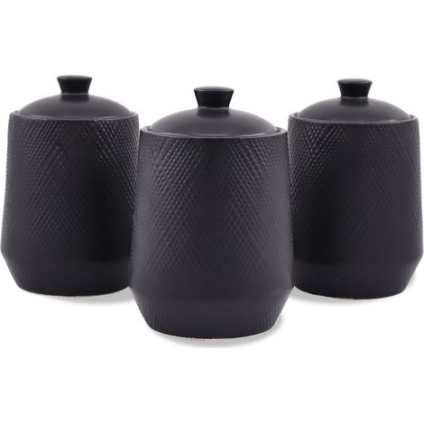 Set di 3 contenitori in ceramica per caffè, tè e zucchero MAESTRO NERO MR-20001-03CS (1/4)