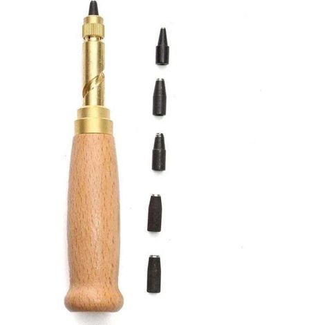Outil de Perforation de Cuir Automatique, Perforatrice à Vis pour le Cuir, Poinçon à Vis Réglable, Automatique Perforateur de Ceinture, 5 Tailles de Pointes 1,5mm /2mm /3mm /3,5mm /4mm (Jaune) (1/4)