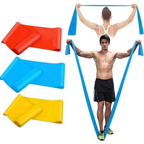 Bandes De Résistance - 2 Pièces Longues 240 Cm Épaisseur 0,35 Mm Tension Moyenne 10-15 Lbs Pour Fitness Yoga Pilates Renforcement Musculaire Et Étirements (1/5)
