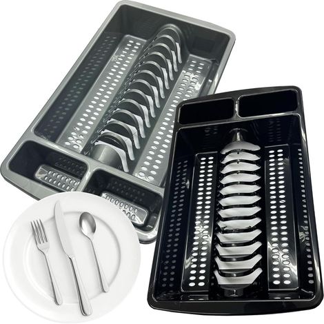 2 x Silver High Grade Dish Drainer Rack Kitchen Sink Utensil Holder Drying Rack