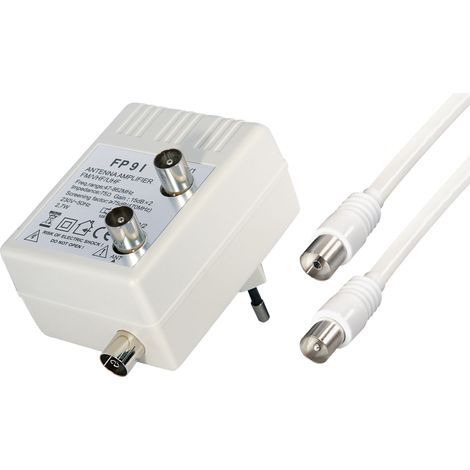 Transmedia FP9IL - Amplificador de señal de antena para 2 televisores (amplificación de 2 x 15 dB, radio de frecuencia de 47-862 MHz) (importado) (1/4)