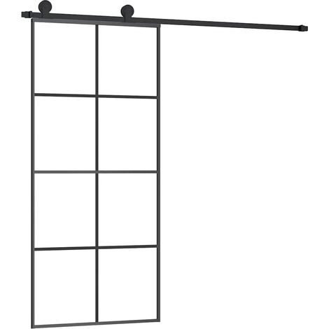 Maison Exclusive - Porta Scorrevole con Ferramenta 90x205cm Vetro ESG Alluminio