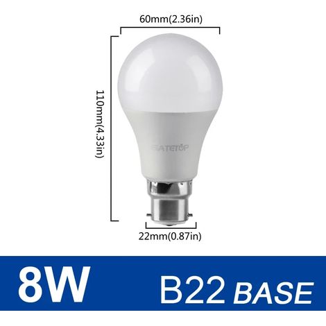 (8W B22, lumière blanche froide) 6 ampoules LED, AC220V, économie d'énergie, éclairage LED domestique pour salon (1/5)