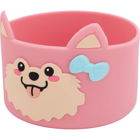 Coque de protection antidérapante en silicone pour bouteille de dessin animé chien pour bouteille, protecteur, vivante et charmante (rose) (1/5)
