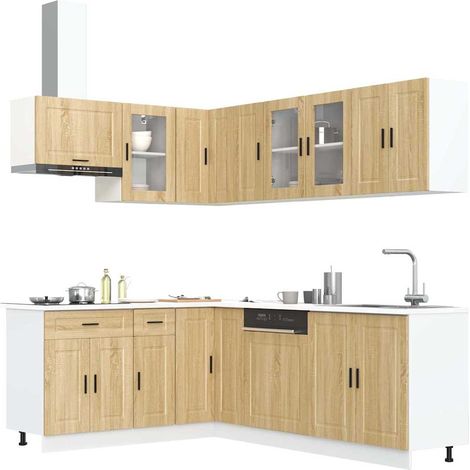 11 Piece Kitchen Cabinet Set Porto Sonoma Oak Engineered Wood vidaXL