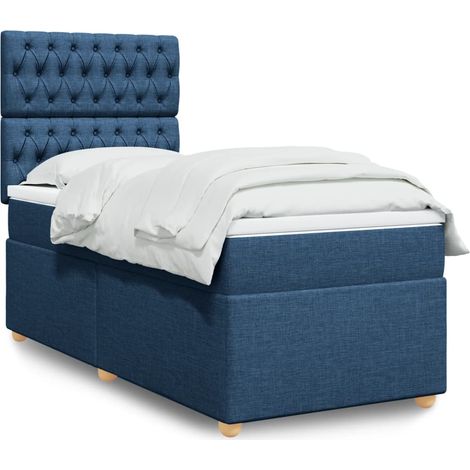 Boxspringbett mit Matratze Blau 90x200 cm Stoff