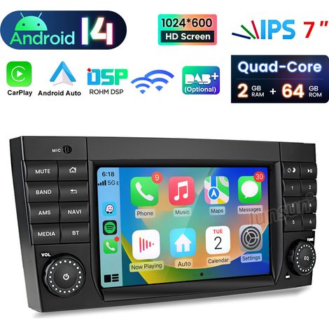 Autoradio Android 14 compatible CarPlay 2 + 32 Go Pour Mercedes-Benz Classe C W203 2004-2009 (1/5)