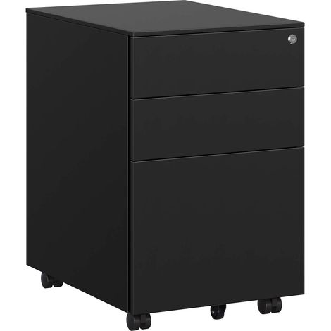 Caisson de Bureau Acier, 3 tiroirs, avec roulettes et Serrure (1/5)