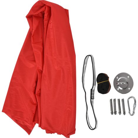 Balancelle enfant suspendue hamac yoga extensible 1,5m rouge avec disque de fixation pour intérieur et extérieur (1/5)