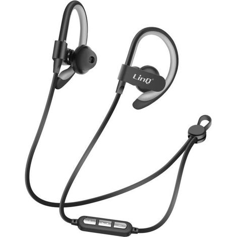 Écouteurs Bluetooth - LINQ - Tour de cou - Noir - Portée 40m - Résistant à la transpiration (1/5)